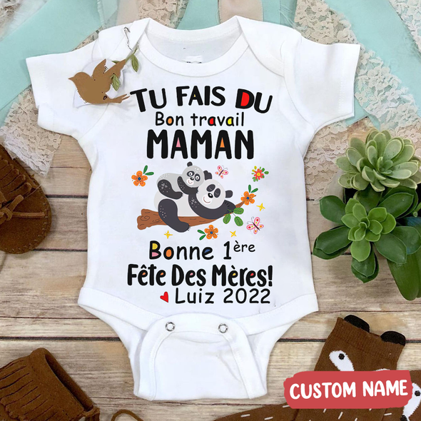 Tu Fais Du Bon Traivail Maman Baby Onesie - AD - TT040422 1