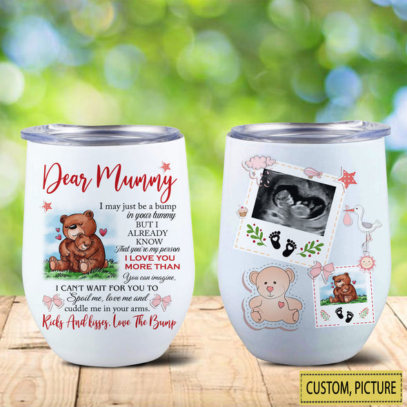 Personalized Gift For Future Mummy Ricks and Kisses From The Bump Wine Tumbler - LP - LT2401222