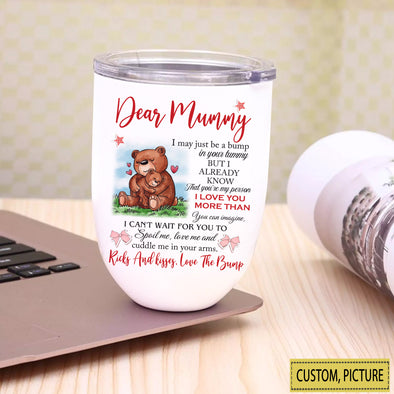 Personalized Gift For Future Mummy Ricks and Kisses From The Bump Wine Tumbler - LP - LT2401222