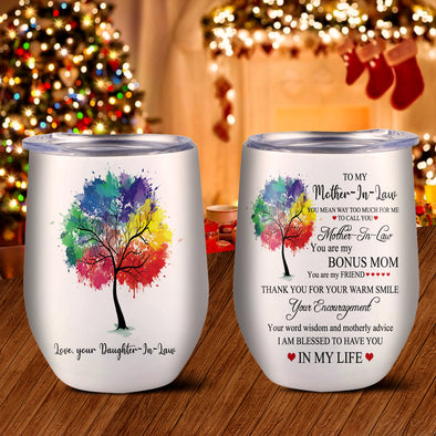 Gift For Mother In Law Thank You For Your Warm Smile Wine Tumbler - pp - TA1110212