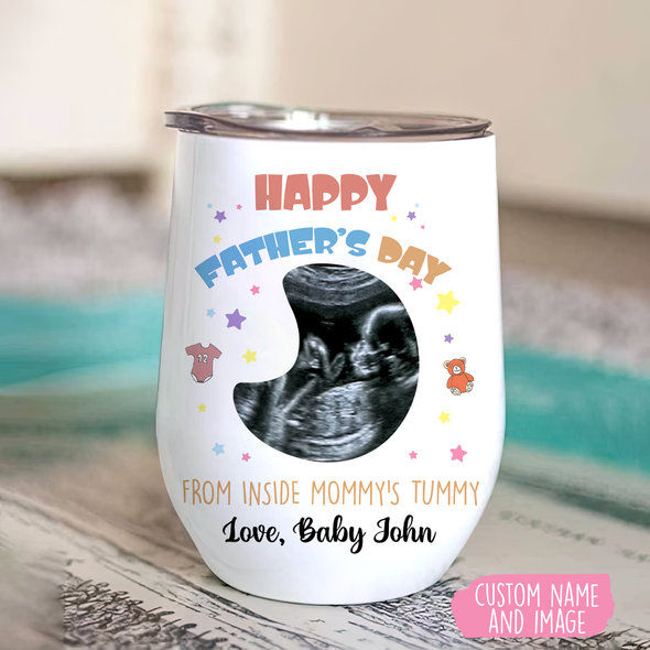 Personalized Gift For Future Daddy I Can Hardly Wait To Meet You Wine Tumbler  - PP - TT2604229 1