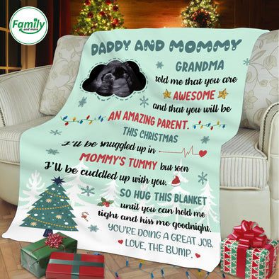 Personalized Gift For Future Daddy This Christmas I'll Be Snuggled Up In Mommy's Tummy Blanket - NT-HB2611221