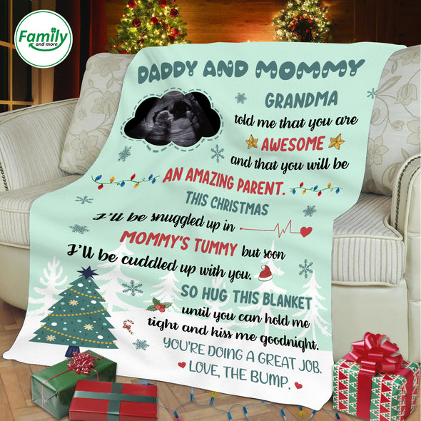 Personalized Gift For Future Daddy This Christmas I'll Be Snuggled Up In Mommy's Tummy Blanket - NT-HB2611221