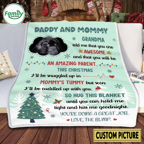 Personalized Gift For Future Daddy This Christmas I'll Be Snuggled Up In Mommy's Tummy Blanket - NT-HB2611221