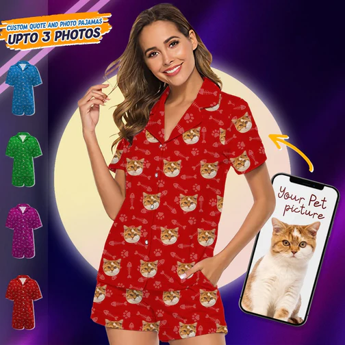 Custom Photo Dog Cat Short Pajamas Christmas Gift_NT101222