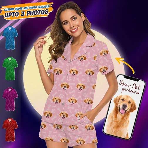 Custom Photo Dog Cat Short Pajamas Christmas Gift_NT101222