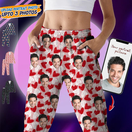 Personalized Gift For Couple Custom Photo Portrait Face Pajamas_NT301122