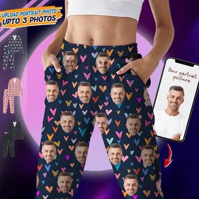 Personalized Gift For Couple Custom Photo Portrait Face Pajamas_NT301122