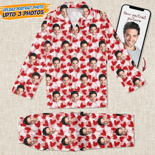 Personalized Gift For Couple Custom Photo Portrait Face Pajamas_NT301122