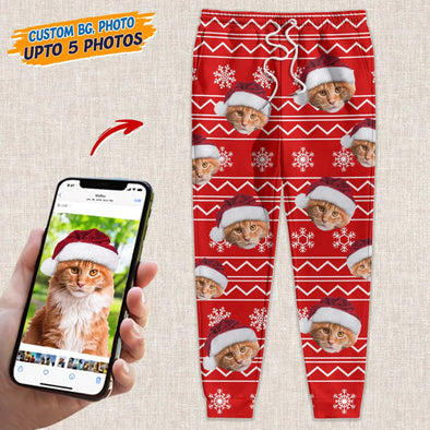 Custom Photo With Christmas Pattern Cat Men and Women's Sweatpants N304 HN590