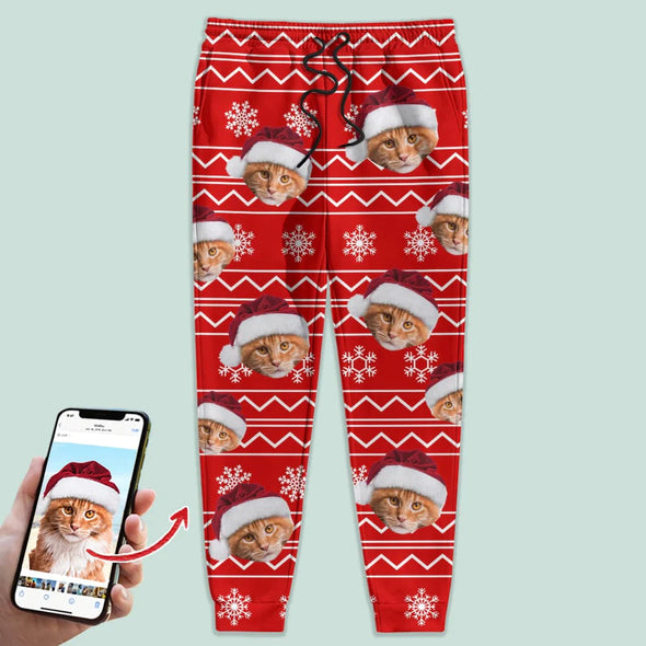 Custom Photo With Christmas Pattern Cat Men and Women's Sweatpants N304 HN590