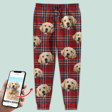 Custom Photo With Christmas Pattern Cat Men and Women's Sweatpants