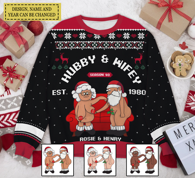 Personalized Gift For Couple, Anniversary Gifts, Hubby & Wifey Together Christmas Ugly Sweater LHT-TS251122