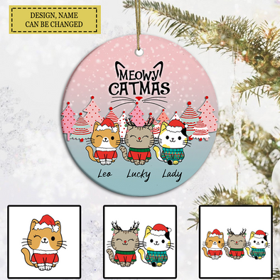 Personalized Ornament Gift For Cat Lovers - Custom Ornaments Gift For Meowy Catmas, Pine Forest Bauble Christmas Ornament LHT-LTT251122