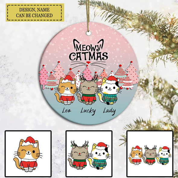 Personalized Ornament Gift For Cat Lovers - Custom Ornaments Gift For Meowy Catmas, Pine Forest Bauble Christmas Ornament LHT-LTT251122
