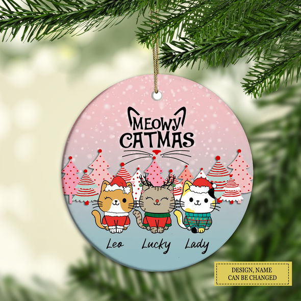 Personalized Ornament Gift For Cat Lovers - Custom Ornaments Gift For Meowy Catmas, Pine Forest Bauble Christmas Ornament LHT-LTT251122