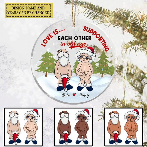 Love Is Supporting Each Other In Old Age - Gift For Couples, Husband Wife- LHT-TS281122