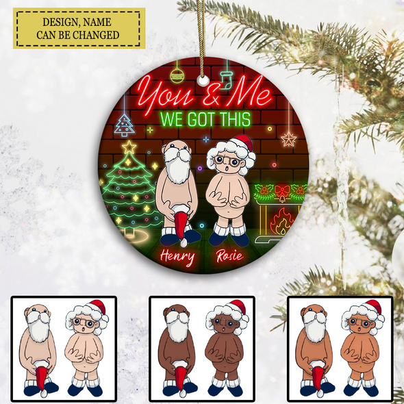 Personalized Gift For Couples ,  Doll Couple Sitting Neon Style  Christmas Ornament LHT-LTT231122