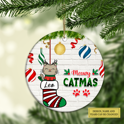 Personalized Gift For Cat Lovers,Meowy Catmas Christmas Ornament LHT-LTT251122