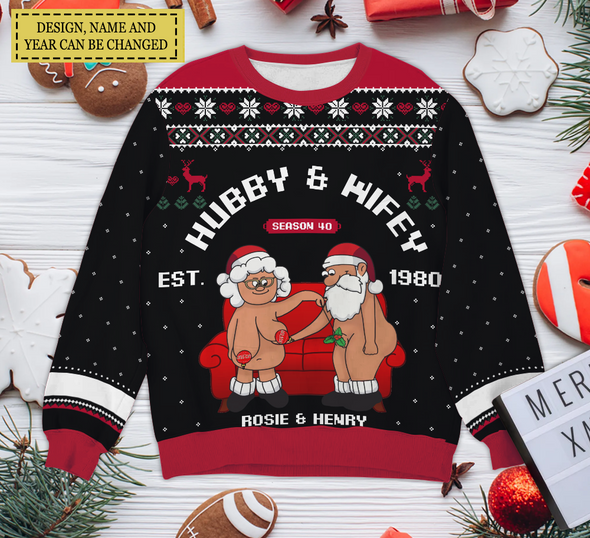 Personalized Gift For Couple, Anniversary Gifts, Hubby & Wifey Together Christmas Ugly Sweater LHT-TS251122