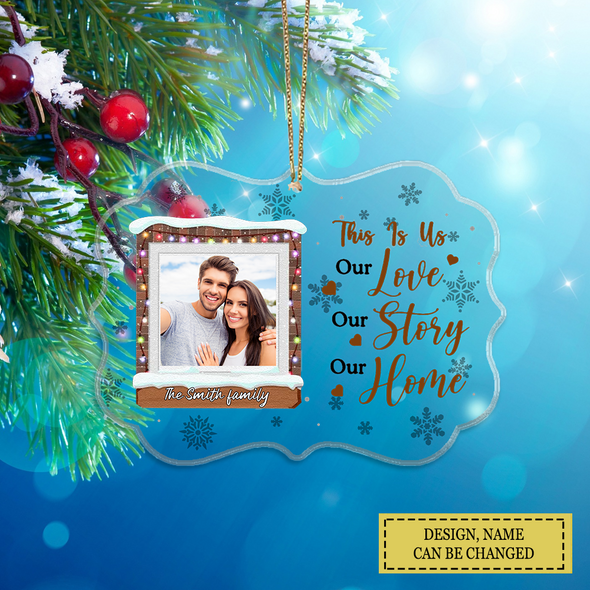 Custom Photo, Personalized Gift For Matching Couple, Anniversary Gifts Our Love Our Story Our Home Ornament LHT-TS151122
