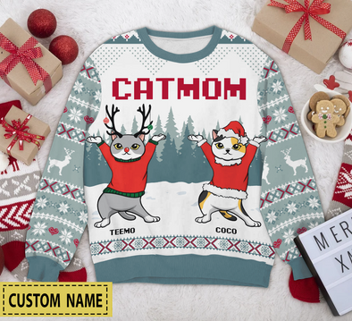 Personalized Gift For Cat Lovers, Cat Mom Cat Dad - Cat Personalized Custom Christmas Ugly Sweater LHT-TS251122