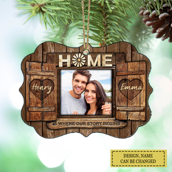 Home Is Where Our Story Begins - Upload Image, Gift For Couples, Husband Wife- LHT-TS281122