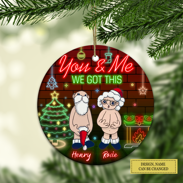 Personalized Gift For Couples ,  Doll Couple Sitting Neon Style  Christmas Ornament LHT-LTT231122