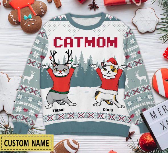 Personalized Gift For Cat Lovers, Cat Mom Cat Dad - Cat Personalized Custom Christmas Ugly Sweater LHT-TS251122