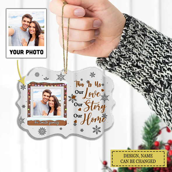 Custom Photo, Personalized Gift For Matching Couple, Anniversary Gifts Our Love Our Story Our Home Ornament LHT-TS151122