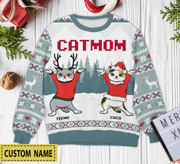 Personalized Gift For Cat Lovers, Cat Mom Cat Dad - Cat Personalized Custom Christmas Ugly Sweater LHT-TS251122