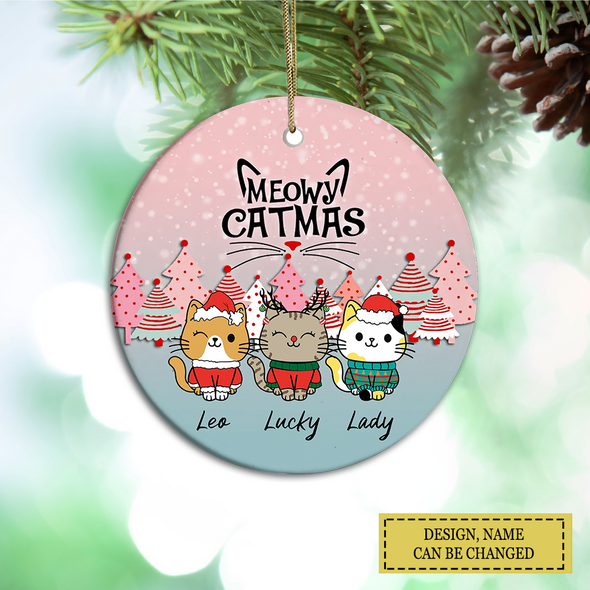 Personalized Ornament Gift For Cat Lovers - Custom Ornaments Gift For Meowy Catmas, Pine Forest Bauble Christmas Ornament LHT-LTT251122