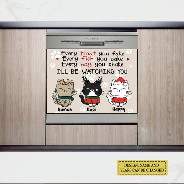 Every Fish You Bake We'll Be Watching You - Merry Christmas & Happy New Year - Personalized Dishwasher Covers - Christmas Gift For Cat Lovers LHT-LTT201122