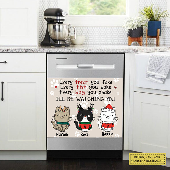Every Fish You Bake We'll Be Watching You - Merry Christmas & Happy New Year - Personalized Dishwasher Covers - Christmas Gift For Cat Lovers LHT-LTT201122