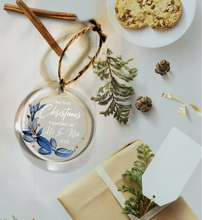 Gift For Couple Our First Christmas Together As Mr & Mrs 2021 Ornament - Nt