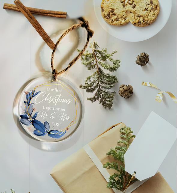 Gift For Couple Our First Christmas Together As Mr & Mrs 2021 Ornament - Nt