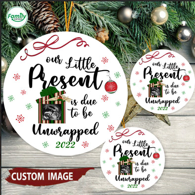 Personalized Gift For Wife Our Little Present Is Due To Be Unwrapped 2022 Ornament - pp