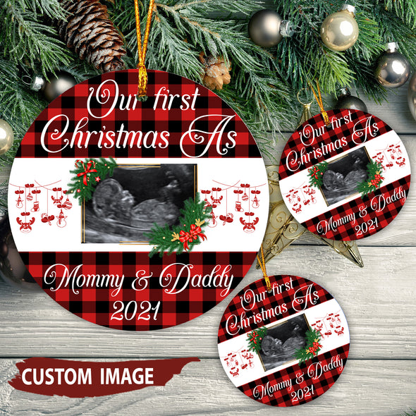 Personalized Gift For Our First Christmas As Mommy & Daddy 2021 Ornament - pp