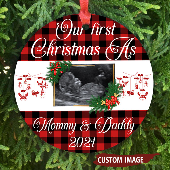 Personalized Gift For Our First Christmas As Mommy & Daddy 2021 Ornament - pp