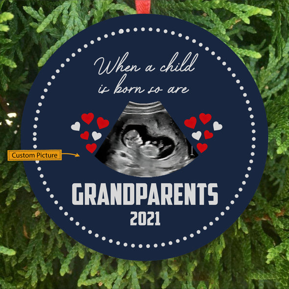 Personalized Gift For Grandparents When A Child Is Born So Are Ornament - pp