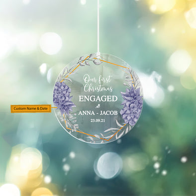 Gift For Couple Our first Christmas Engaged 2021 Ornament - pp