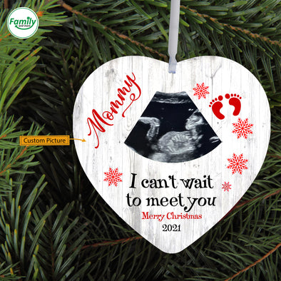 Personalized Gift For Furture Mommy Merry Christmas Can't Wait To Meet You Ornament - pp - tt