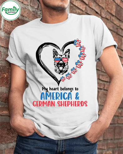 My heart belongs to America n german shepherds-mc Classic T-Shirt