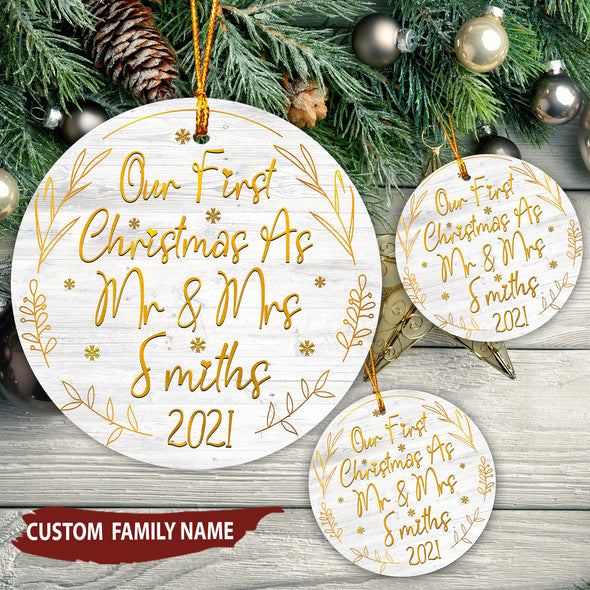 Gift For Wife Our First Christmas 2021 Ceramic Ornament - pp