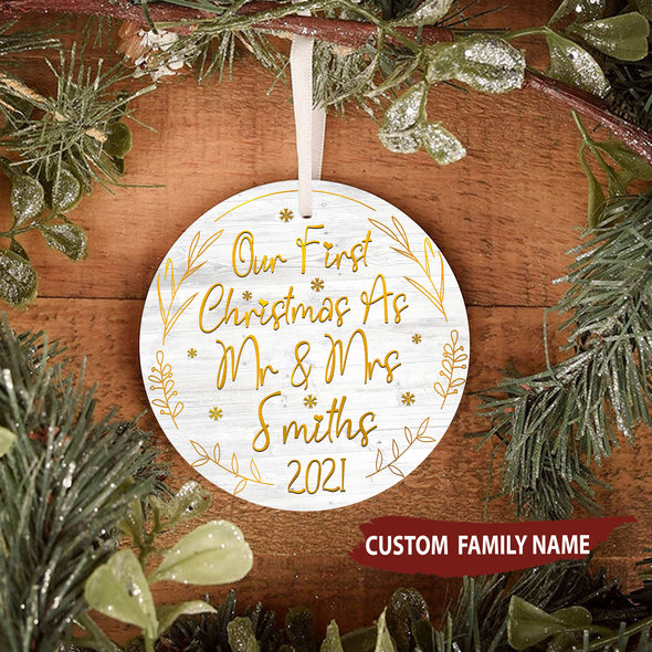 Gift For Wife Our First Christmas 2021 Ceramic Ornament - pp