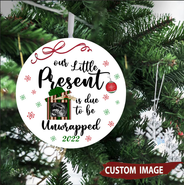 Personalized Gift For Wife Our Little Present Is Due To Be Unwrapped 2022 Ornament - pp