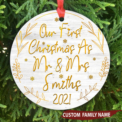 Gift For Wife Our First Christmas 2021 Ceramic Ornament - pp