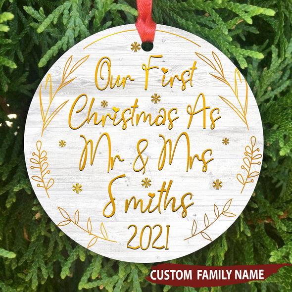 Gift For Wife Our First Christmas 2021 Ceramic Ornament - pp