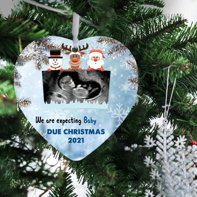 Personalized Gift For Mommy We Are Expecting Baby Smiths Due Christmas 2021 Ornament - pp