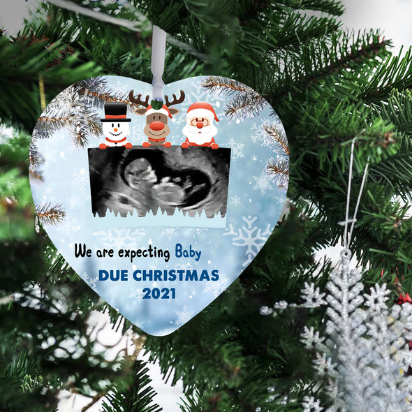 Personalized Gift For Mommy We Are Expecting Baby Smiths Due Christmas 2021 Ornament - pp